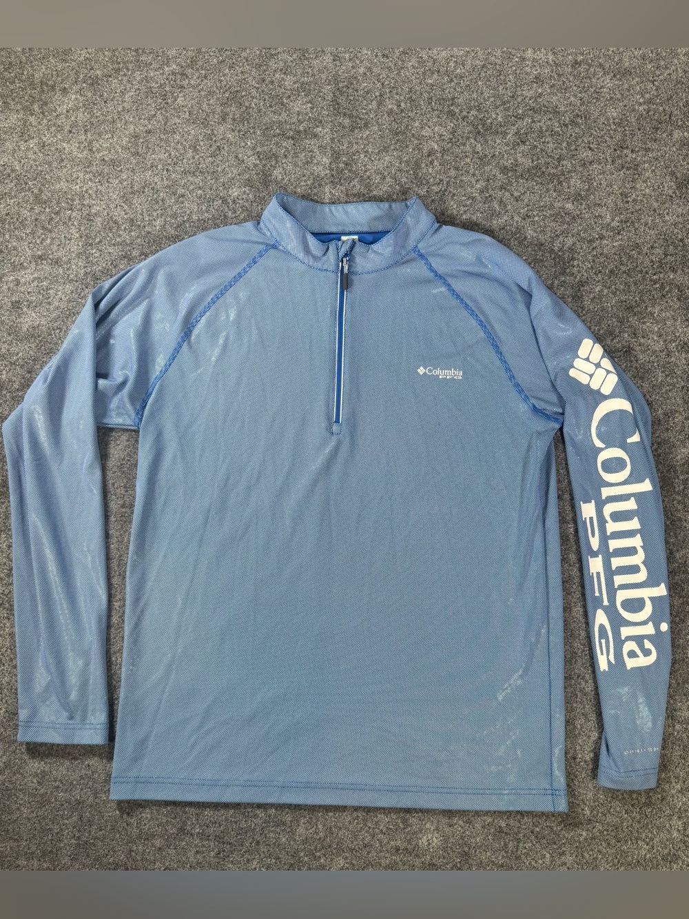 Columbia PFG Omni Freeze Zero 1/4 Zip Shirt Blue Men's M Fishing Pullover
